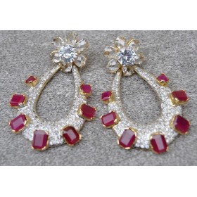 Ruby Studded American Diamonds Earrings